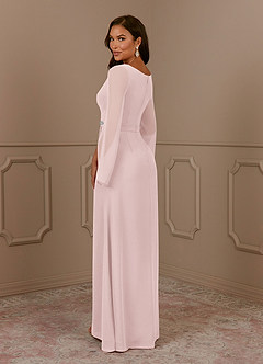 Azazie Belinda Mother of the Bride Dresses Blushing Pink A-Line V-Neck Pleated Chiffon Dress image4