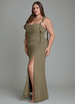 Azazie Jessamine Bridesmaid Dresses Willow Green Mermaid Corset Chiffon Dress image12