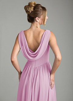Azazie Novi Bridesmaid Dresses Candy Pink A-Line Pleated Chiffon Dress image2
