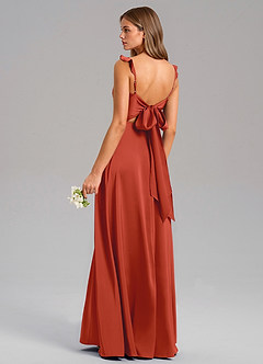 Azazie Everett Bridesmaid Dresses Rust A-Line Stretch Satin Dress image6