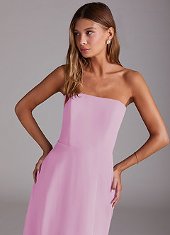 Azazie Wren Bridesmaid Dresses Candy Pink A-Line Strapless Chiffon Dress image5