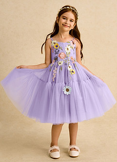 Azazie Osea vestidos de niña de las flores Vestido de Lila de Tul de Princesa con Plisado image8