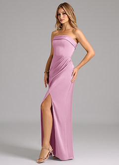 Azazie Aretha Bridesmaid Dresses Candy Pink A-Line Strapless Stretch Satin Convertible Dress image3