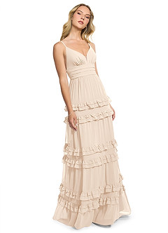 Azazie Rachel Bridesmaid Dresses White Alabaster A-Line Chiffon Dress image3