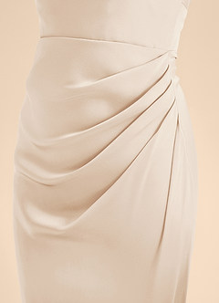 Azazie Renna Junior Jurk van Stretch Satijn met A-Lijn Geplooid Wit Albast image7