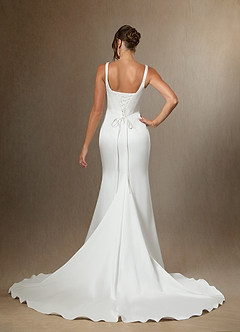 Azazie Wynona Wedding Dresses Diamond White Mermaid Square Neckline Double Faced Satin Dress image8