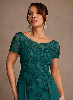 Azazie Alva Abiti per la Madre della Sposa Abito A-Line in Pizzo Verde Pavone image6