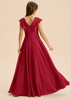 Azazie Anysa Junior Robe Trapèze en Mousseline de soie Rayé Écarlate image2