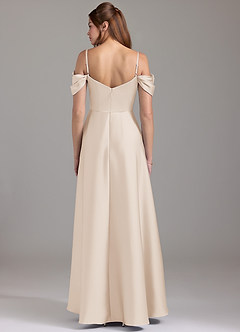 Azazie Marley Bridesmaid Dresses White Alabaster A-Line Off the Shoulder Stretch Satin Convertible Dress image5