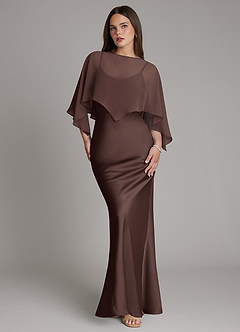 Azazie Ambra Bridesmaid Dresses Ganache Mermaid Pleated Stretch Satin Dress image1