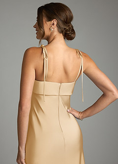 Azazie Ellia Brautjungfernkleider Etui Schleifen Stretch-Satin Kleid Gold image6