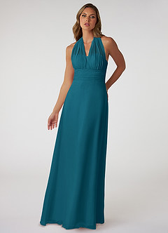 Azazie Fifi Bridesmaid Dresses Ink Blue A-Line Strapless Chiffon Convertible Dress image2