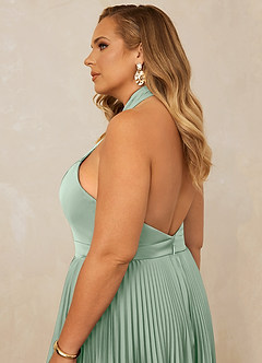 Christian Siriano Bridal for Azazie 1007 Bridesmaid Dresses Agave A-Line Pleated Stretch Satin Dress image9