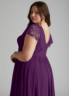 Azazie Zella Bridesmaid Dresses Grape A-Line Lace Chiffon Dress image11