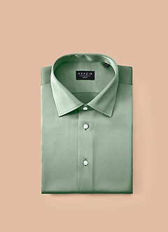 front Julian Agave Stretch Satin Dress Shirt