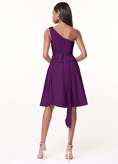 Azazie Katrina Bridesmaid Dresses Grape A-Line One Shoulder Chiffon Dress image2