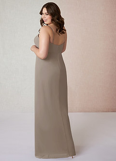 Azazie Tayla Bridesmaid Dresses Taupe Sheath Square Neckline Chiffon Dress image9