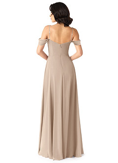 Azazie Tancie Bridesmaid Dresses Taupe A-Line Off the Shoulder Chiffon Convertible Dress image2