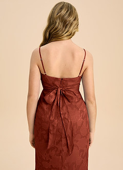 Azazie Mai Junior Etui Plissee Blumen-Burnout Kleid Terrakotta image7