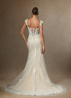 Azazie Roux Wedding Dresses Diamond White Champagne Mermaid Sequins Satin Dress image3