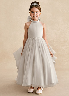Azazie Bev Blumenmädchenkleider A-Linie Cabrio Tüll Kleid Frost image3