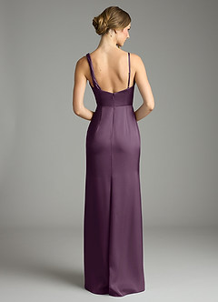 Azazie Samara Robes de demoiselle d'honneur Robe Sirène en Satin extensible Plissée Prune image2