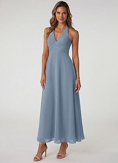 Azazie Tessie Suknie dla druhen Linia A Pofałdowany Szyfon Długość kostki Sukienka image1