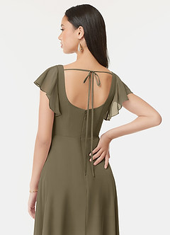 Azazie Bondi Abiti da Damigella Abito A-Line in Chiffon con Volant Willow Green image3