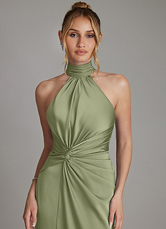 Azazie Gracelynn Brautjungfernkleider Etui Plissee Stretch-Satin Kleid Gartensalbei image3