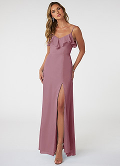 Azazie Natalia Bridesmaid Dresses Vintage Mauve A-Line Chiffon Dress image1