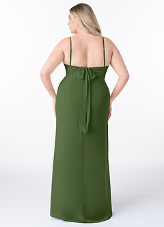 Azazie Mai Bridesmaid Dresses Olive Sheath Pleated Chiffon Dress image8