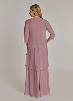 Azazie Manuella Mother of the Bride Dresses Dusty Rose A-Line V-Neck Pleated Chiffon Dress image2