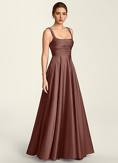 Margot Mocha Coco Satin Corset A-line Dress image4
