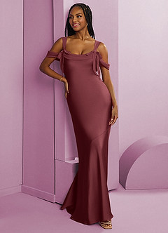 Barbie ♥ Azazie Bridesmaid Dresses Merlot Sheath Pleated Stretch Satin Dress image10