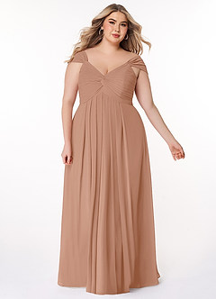 Azazie Kaitlynn Bridesmaid Dresses Champagne Rose Empire Ruched Chiffon Convertible Dress image10