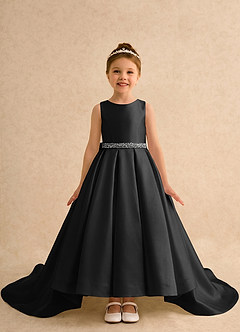 Azazie Ophelia Flower Girl Dresses Black Ball-Gown Bow Mikado Dress image5