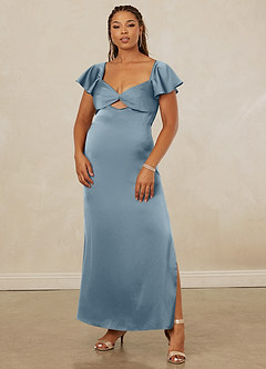 Christian Siriano Bridal for Azazie 1005 Bridesmaid Dresses Dusty Blue Sheath Sweetheart Neckline Stretch Satin Dress image9