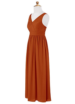 Azazie Kora Junior Paprika A-Line Pleated Chiffon Dress image7