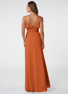 Azazie Natalia Bridesmaid Dresses Cinnamon A-Line Chiffon Dress image2