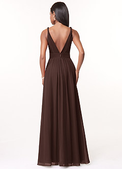 Azazie Maren Abiti da Damigella Abito A-Line in Chiffon Plissettato Ganache image2