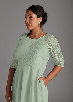 Azazie Gracelyn Kleider für die Brautmutter A-Linie Spitze Kleid Staubiger Salbeigrün image11
