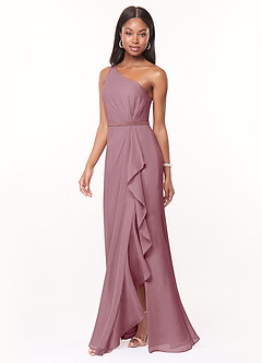 Azazie Liza Bridesmaid Dresses Vintage Mauve Mermaid One Shoulder Chiffon Dress image1