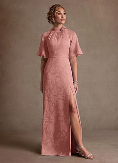 Azazie Hypatia Mother of the Bride Dresses Rosette Sheath Pleated Floral Burnout Dress image5