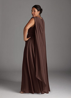 Azazie Isa Mère de la mariée Robes Robe Trapèze en Mousseline de soie Col V plissé Ganache image12