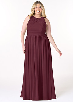 Azazie Harper Bridesmaid Dresses Cabernet A-Line Pleated Chiffon Dress image6
