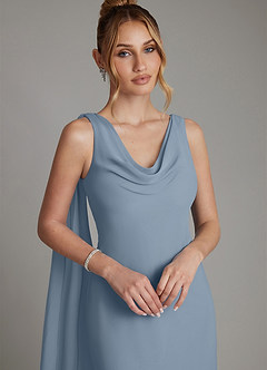 Azazie Essence Bridesmaid Dresses Dusty Blue Sheath Chiffon Dress image3