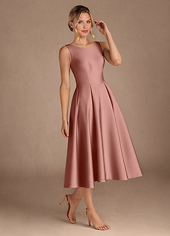 Azazie Fulton Mère de la mariée Robes Robe Trapèze en Satin extensible Plissée Rosette image2