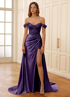 Rowane Plum Corset Rhinestone Sheer Lace Prom Dress image4