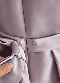Azazie Princess Flower Girl Dresses Dusk A-Line Pleated Matte Satin Dress image7
