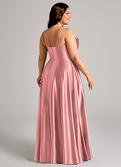 Azazie Elle Robes de demoiselle d'honneur Robe Trapèze en Satiné métallisé avec poches Rosette image11